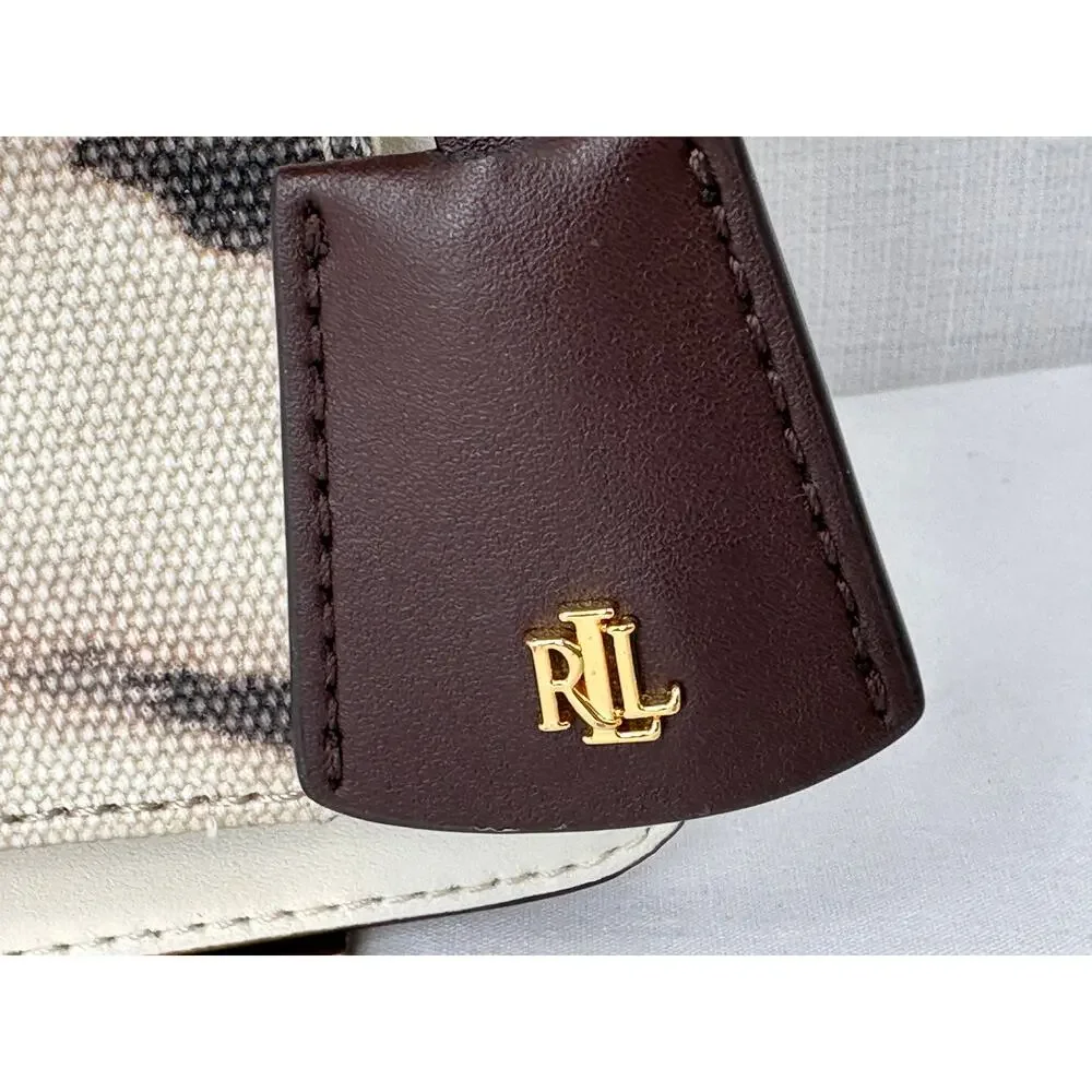 Lauren Ralph Lauren Canvas Mini Beckett Satchel Zebra Chestnut LRL Lock